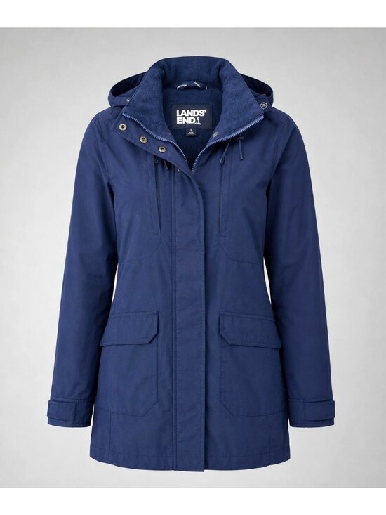 Lands' End Jackets & Blazers - Lands End Womens Small Winter Jacket Navy Blue Hooded Fleece Lining Coat 6-8